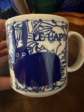 Vintage 70’s Taylor & NG Blue delft Le Lapin bunny rabbits hugging Ceramic Mug